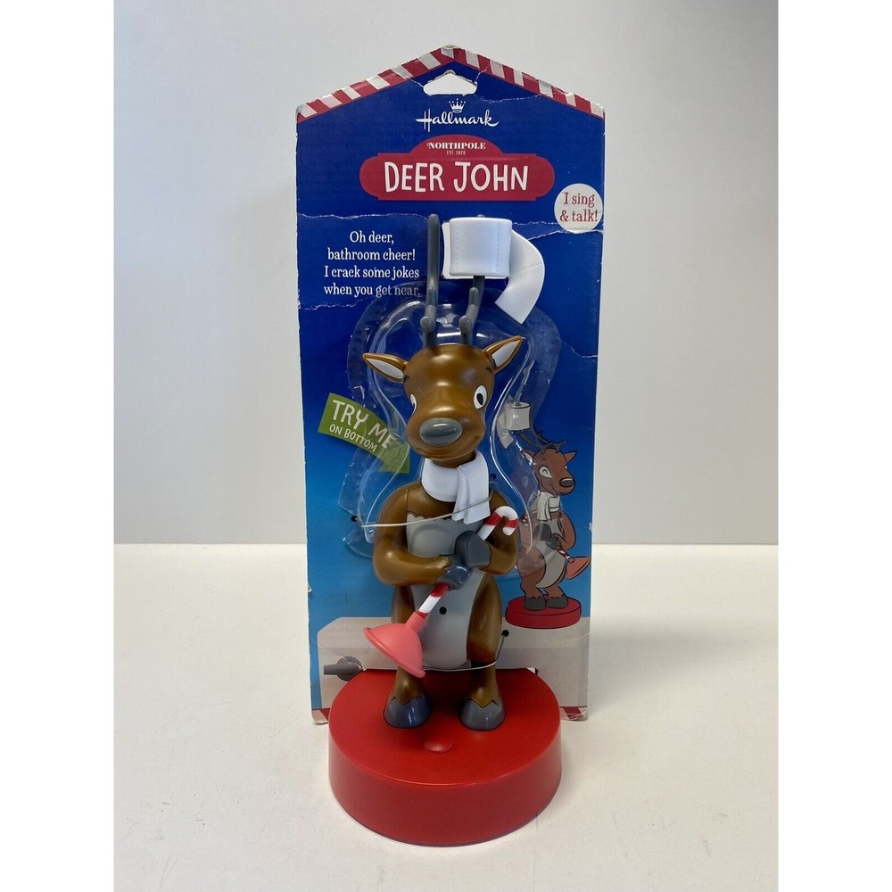 Hallmark Deer John Motion Activated Talking & Singing Reindeer Bathroom Cheer